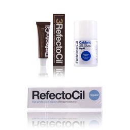 Refectocil Wimpernfarbe naturbraun 3 & Oxidant flüssig 3% & Wimpernblättchen Set