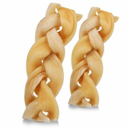 BluePet Büffelhautzopf, Kauartikel für Hunde, Kaustange, Snack für Hunde, Büffel Kausnack