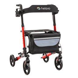Helavo Aluminium Rollator faltbar mit Sitzfläche und Reisetasche leicht 8,3kg