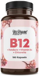Vitamin B12 hochdosiert – B12 Komplex mit B6, Folsäure und Chlorella (180 Kapseln)