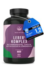 TRUE NATURE® Leber Komplex Testsieger - Leber Kur mit Mariendistel, Cholin, Artischocke & Löwenzahn