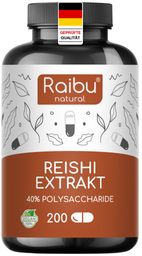 Reishi Extrakt Kapseln, 650mg pro Kapsel - 40% Polysaccharide, 200 St - RAIBU
