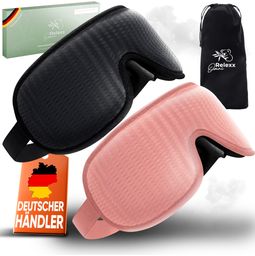 OMNIRELEXX® 2er Set - Atmungsaktive - 3D Schlafmaske (Schwarz/Rosa)