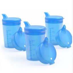 Horn Medical 3er Pack Schnabelbecher Trinkhilfe für Erwachsene mit zwei Deckeln
