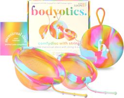 Bodyotics Menstruationsscheiben wiederverwendbar mit Rückholschnur S und L – Comfydisc Rainbow