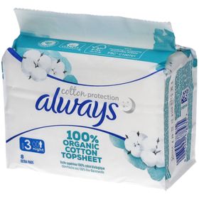 Always Cotton Protection Damenbinden für die Nacht Größe 3 100 % Bio-Baumwolle