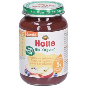 Holle Bio Apfel & Heidelbeeren 190 g – Babygläschen ab dem 5. Monat
