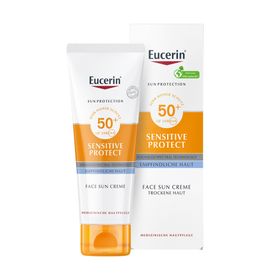 Eucerin® Sensitive Protect Face Sun Creme LSF 50+ – sehr hoher Sonnenschutz für trockene und empfindliche Gesichtshaut + Eucerin After Sun 50ml GRATIS