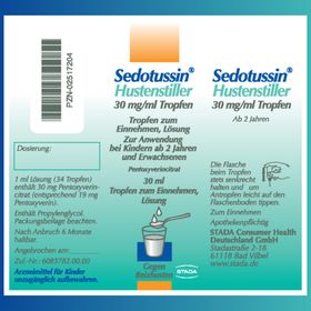 Sedotussin® Hustenstiller Tropfen – Arzneimittel gegen Reizhusten, mit dem Wirkstoff Pentoxyverin