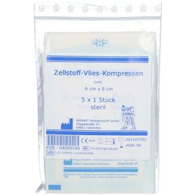 ZELLSTOFF-VLIES-KOMPRESSE 6 x 8 cm steril