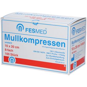 Fedmed Mullkompressen 10 x 20 cm unsteril 8fach