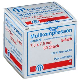 Fesmed Mullkompressen 7,5 x 7,5 cm unsteril 8fach