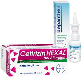 Allergie-Set Cetirizin HEXAL® + Bepanthen® Meerwasser Nasenspray