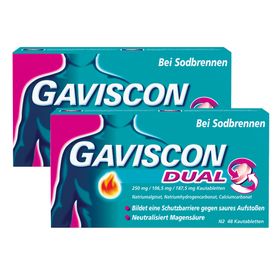 GAVISCON® Dual 250 mg / 106,5 mg / 187,5 mg Kautabletten bei Sodbrennen & Magendruck Sparset