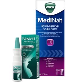 WICK MediNait Erkältungssirup für die Nacht + Nasivin® Nasenspray für Erwachsene und Schulkinder