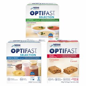 OPTIFAST® SELECTION + OPTIFAST Selection Drinks & Cremes + OPTIFAST® Riegel Cerealien
