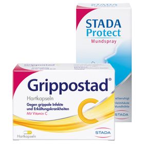 Grippostad C® bei Erkältung und grippalen Infekten + STADA Protect Mundspray