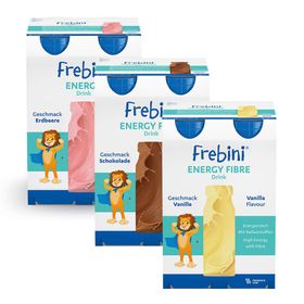 Frebini Energy Fibre Trinknahrung Schokolade, Vanille, Erdbeere