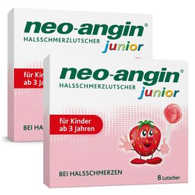 neo-angin Junior Halsschmerzlutscher mit leckerem Erdbeergeschmack für Kinder ab 3 Jahren