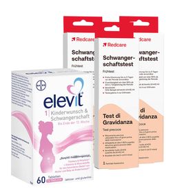 elevit® 1 Kinderwunsch & Schwangerschaft und 3 RedCare Schwangerschaftstest - Frühtest