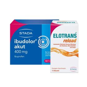 ibudolor® akut 400 mg Ibuprofen + Elotrans® reload – Veganes Trinkpulver