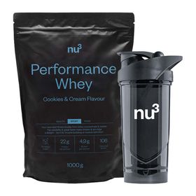 nu3 Performance Whey, Cookies-Cream - Proteinpulver + nu3 Shaker Schwarz
