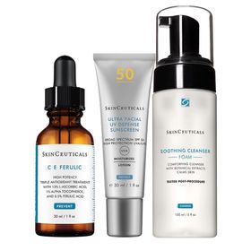 SkinCeuticals ULTRA FACIAL UV DEFENSE LSF 50 + SkinCeuticals C E FERULIC + Skinceuticals sanfter Reinigungschaum