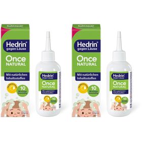 HEDRIN® Once Natural, Läusemittel mit natürlichen Inhaltsstoffen zur schonenden Behandlung von Kopfläusen, ohne Pestizide, ohne Alkohol, ohne Duftstoffe und ohne Silikone – hypoallergen