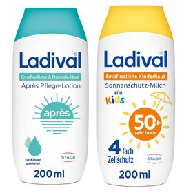 Ladival® Empfindliche & Normale Haut Après Pflege + Ladival® Empfindliche Kinderhaut Sonnenschutz-Milch LSF 50+