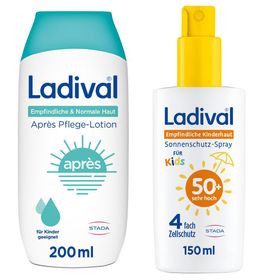 Ladival® Empfindliche & Normale Haut Après Pflege + 	Ladival® Empfindliche Kinderhaut Sonnenschutz-Spray LSF 50+