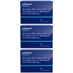 Orthomol Vital m für Männer - bei Müdigkeit - mit B-Vitaminen, Omega-3 und Magnesium - Trinkampullen/Kapseln - Orangen-Geschmack