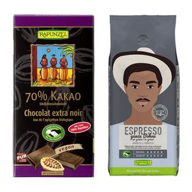 RAPUNZEL Heldenkaffee Espresso + RAPUNZEL Edelbitter Schokolade 70% Kakao