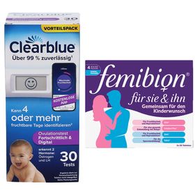 Clearblue Ovulationstest fortschrittlich & digital + Femibion für Sie & Ihn – Tabletten zur Unterstützung bei Kinderwunsch