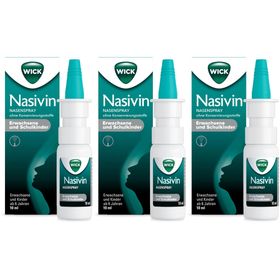 WICK Nasivin Nasenspray ohne Konservierungsstoffe Erwachsene und Schulkinder, schnelle Hilfe bei Schnupfen, ab 6 Jahren
