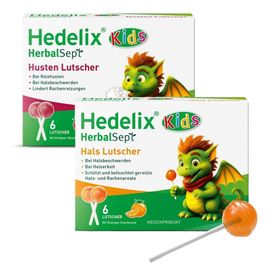 Hedelix HerbalSept Husten Lutscher Kids + Hedelix HerbalSept Hals Lutscher Kids