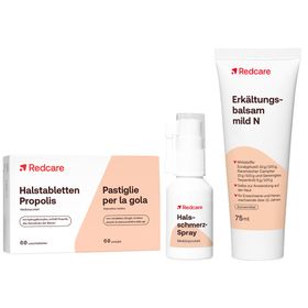 Redcare Halsschmerz-Spray + Redcare Halstabletten Propolis + Redcare Erkältungsbalsam mild N