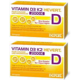 Vitamin D3 K2 Hevert plus Calcium und Magnesium 2000 IE