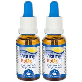 Dr. Jacob's Vitamin K2D3 Öl 1000 IE/50 mcg D3+K2 640 Tropfen vegetarisch