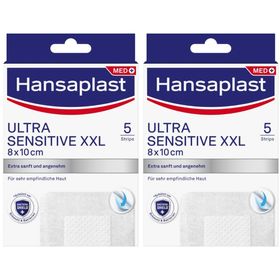 Hansaplast Ultra Sensitive XXL Wundverband | Besonders sanft & weich | Für sehr empfindliche Haut | Schützt vor 99 % der Bakterien | 8x 10 cm | 5 Stück