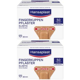 Hansaplast Elastic Fingerkuppenpflaster | Fingerpflaster | Extra flexibler Wundschutz | Wasserabweisend | Schützt vor 99 % der Bakterien | 5cm x 4,4cm | Vorteilspackung 50 Stück