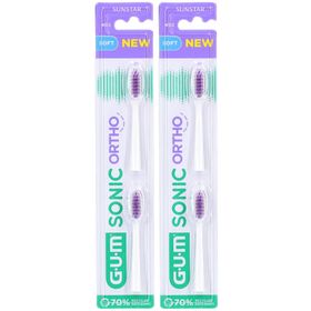 GUM® SONIC ORTHO Ersatzbürstenköpfe Soft für Zahnspangen