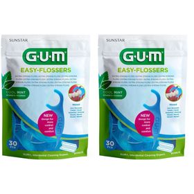 GUM® EASY FLOSSERS, Zahnseidesticks, gewachst, mint