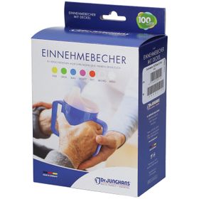 Dr. Junghans® Einnehmebecher 250 ml mit Griff weiß 2 Deckel 4 / 12 mm