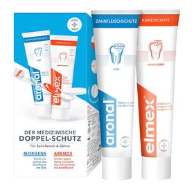 aronal und elmex Doppel-Schutz Zahncreme für Zahnfleisch und Zähne