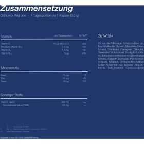 Orthomol Veg one - unterstützt bei veganer oder vegetarischer Ernährung - mit Vitamin D, Omega-3-Fettsäure und Eisen - Kapseln