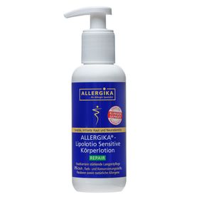 ALLERGIKA® Lipolotio Sensitive REPAIR - Dermatologische, reparierende Körperlotion für sehr trockene, irritierte Haut und Neurodermitis. Sehr reichhaltig, beugt Juckreiz vor, Hautbarriere stärkende Langzeitpflege mit Anti-Rückfall-Effekt.