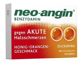 neo-angin Benzydamin gegen akute Halsschmerzen - Honig-Orangengeschmack - zuckerfrei