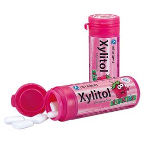 miradent Xylitol Chewing Gum Erdbeere für Kinder