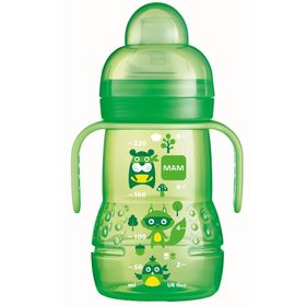 MAM Trainer+ Trinklernflasche mit Griffen, tropffreiem Sauger & Trinkschnabel 220ml grün, ab 4 Monate