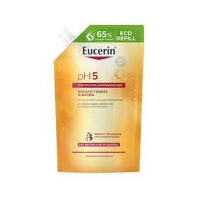 Eucerin® pH5 Duschöl – Rückfettende Reinigung für trockene, strapazierte Haut mit natürlichen Pflegeölen + Eucerin UreaRepair Handcreme 5% 30ml GRATIS